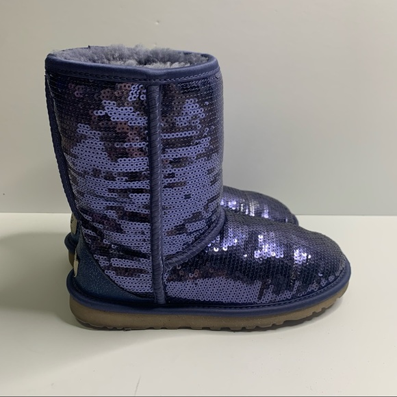 Ugg Perfect Soft Purple Mid Calf Sheepskin Sequin Fur Lined Boots - Picture 5 of 12